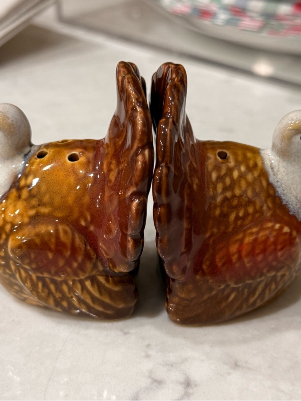 Whimsical Ceramic Turkey Salt and Pepper Shaker Set Vintage Thanksgiving - Picture 4 of 6